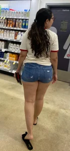 Same sexy little Latina with a nice round booty in jean shorts