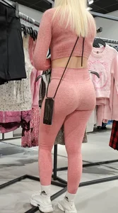 Fit Blonde in pink leggings (Slight VTL)