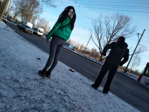 Skinny Booty and Legs in Tight Jeans on the City Street in Winter Candid Photos