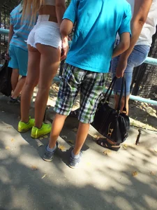 Amazing Ass in White Mini Shorts Park Candid