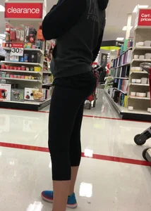 Target blonde milf shopping in tight leggings with a nice ass