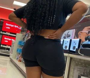 Black Girl with Nice Juicy Ass in Black Biker Shorts