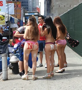 Painted NYC girls in thongs with amazing bodies