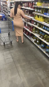 Fat Ass Latina in Tight Beige Dress VPL