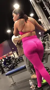 First post: Amazing Latina Caked up at the gym, BENDS OVER (OC)