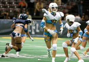 Sexy female football players with hot bodies