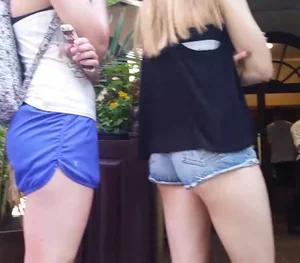 Short shorts ass cheeks