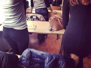 Classroom Teen JB Yoga Pants Cute Candid