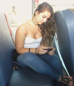 candid pretty schoolgirl on the bus