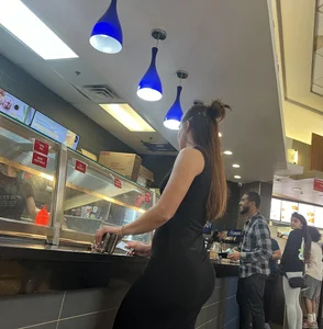 Fat booty brunette in tight black dress (oc)