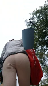 White leggings yoga babe walking with a nice ass and vpl