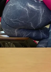 College Booty in Yoga Pants With the Lightning Pattern Classroom Closeups