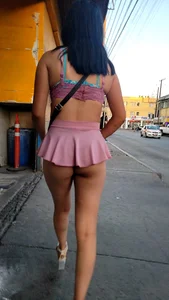 Extra short skirt showing sweet ass cheeks