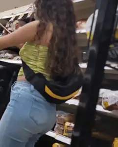 Curly hair teen in jeans