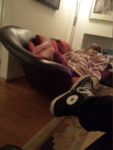 Girl Lying in Bed Under Blanket With Uncovered Feet Home Creepshot
