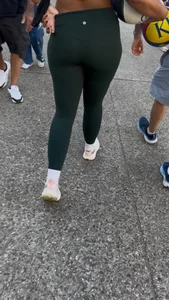 Beautiful Curly Haired Babe in Green Lululemon (OC) + GIFS