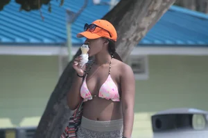 Sexy Florida beach bikini girls, some topless