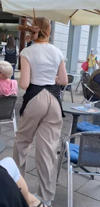 Pretty and slim waitress with big tits