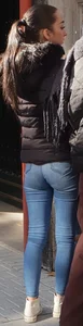 Pretty and slim in skinny blue jeans