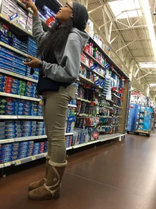 Black Walmart employee with a nice booty in tight jeans