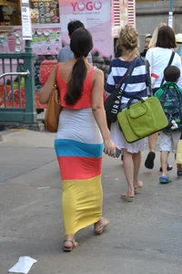 Big Candid Ass in a Long Skirt With a Subtle Pantyline