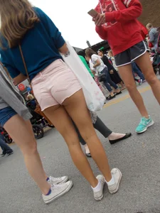 Candid Teen in Pink Shorts Street Photo