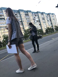 Candid Girl in Shorts - Nice Legs Creepshots on the Bus Stop And Inside the Bus
