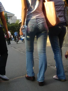 Cute Asian girl with a nice booty in tight jeans