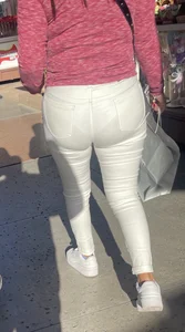 See-through white pants with amazing VPL