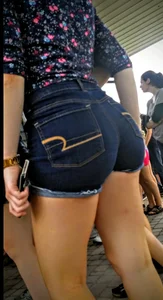 Hot Booty in Tight Denim Shorts City Creepshot, Nice Legs