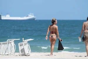 Big collection of various sexy girls on a beach in bikinis