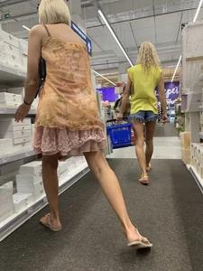 Mother upskirt and daughter showing ass cheeks