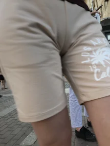 Street Cameltoe Crotch Closeup Photo - Girl oil Shorts