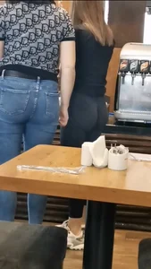 German teen in black tight leggings