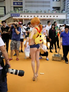 Hot Cosplayer Girl on High Heels with Skinny Legs