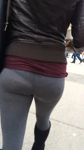 Girl in see through grey spandex showing her panties