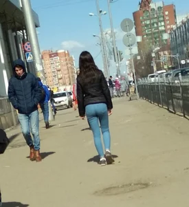 Nice booties in tight jeans street creepshots