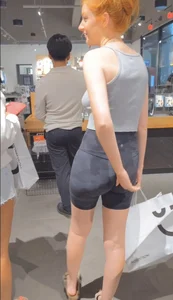 Red head babe with tight Ass in LULU Shorts   / not Oc
