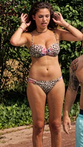 Hot big boobed girl in bikini at the pool