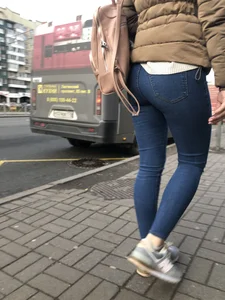 Hot Booty and Legs in Tight Jeans Street Closeup