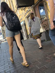Long Skinny Legs in Sandals Street Creepshot