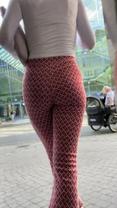 Hot university student in tight red leggings