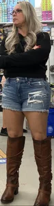 Thicc GILF in jean shorts and boots