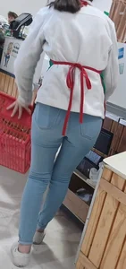 Teen at work in jeans