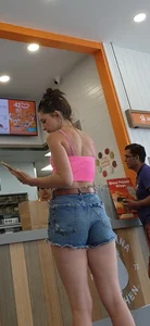 Sexy MILF in Her High Waisted Jean Short and Tight Pink Tanktop w/ Her Redheaded Friend w/ a Pretty Nice Thick Ass