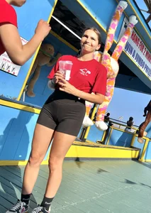 Slim college brunette working at a fair (oc)