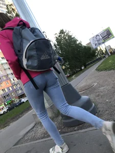 Perfect Skinny Ass and Legs in Tight Blue Jeans Creepshots Series at a Crosswalk