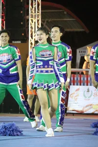 Bunch of athletic Thai cheerleaders at a competition