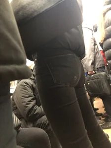 Nice Ass in Grey Jeans Subway Train Closeup Creepshots