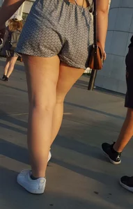 Slightly thick brunette at an observatory in short shorts with a nice booty